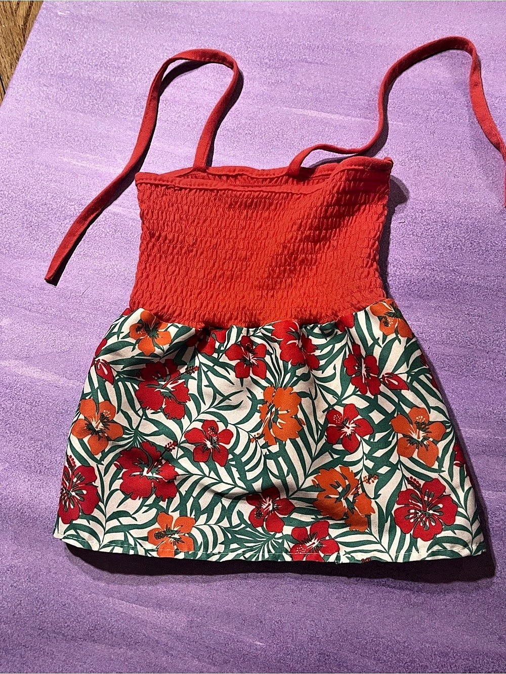 Floral Mini Dress in Red & Green